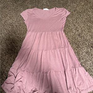 Pink Rose Mauve Tiered Dress